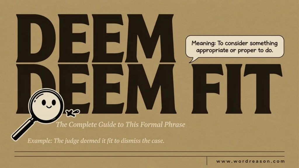 What Does Deem It Fit Mean?